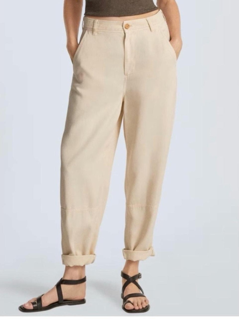 NWOT EVERLANE The Relaxed Barrel Pants light beige size 8